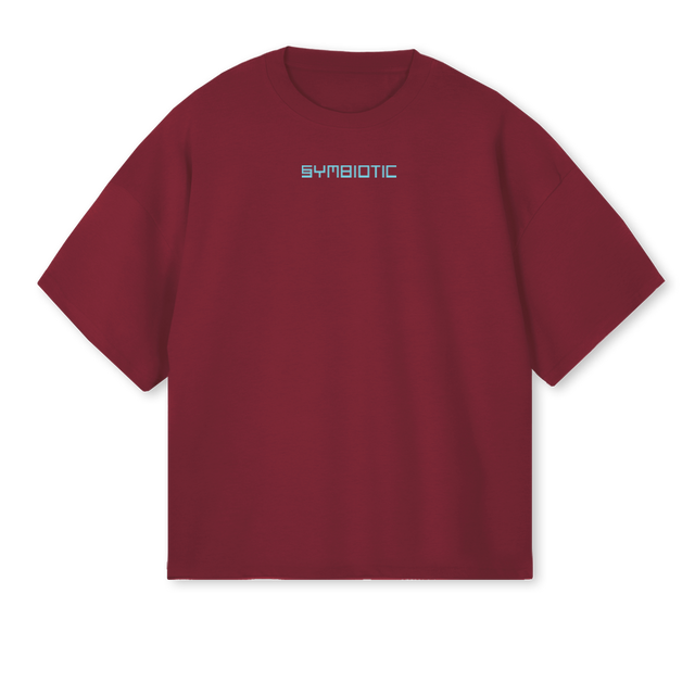 SYMBGENERALTSHIRT Burgundy Oversized Boxy Tee.