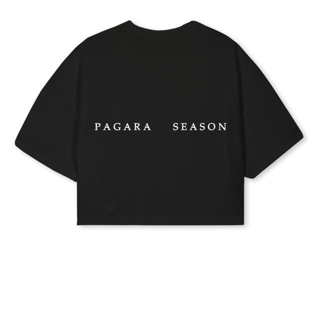 VELUNACHIYA Black Cropped Oversized Tee.