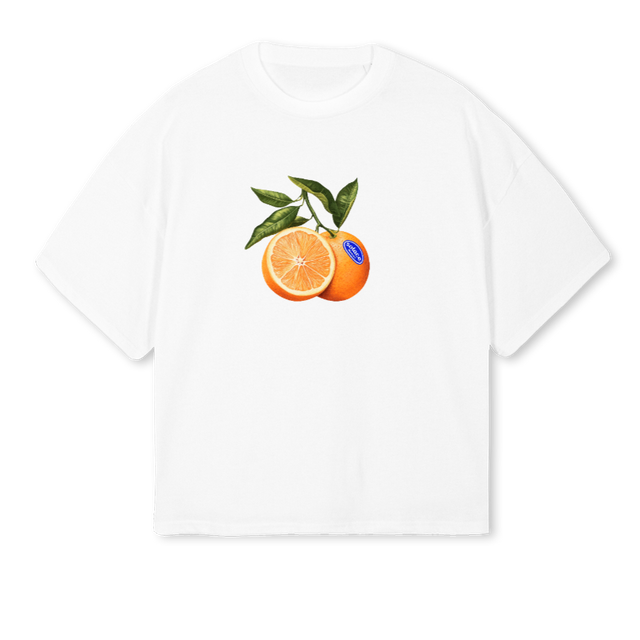 SOLACEORANGE White Oversized Boxy Tee.