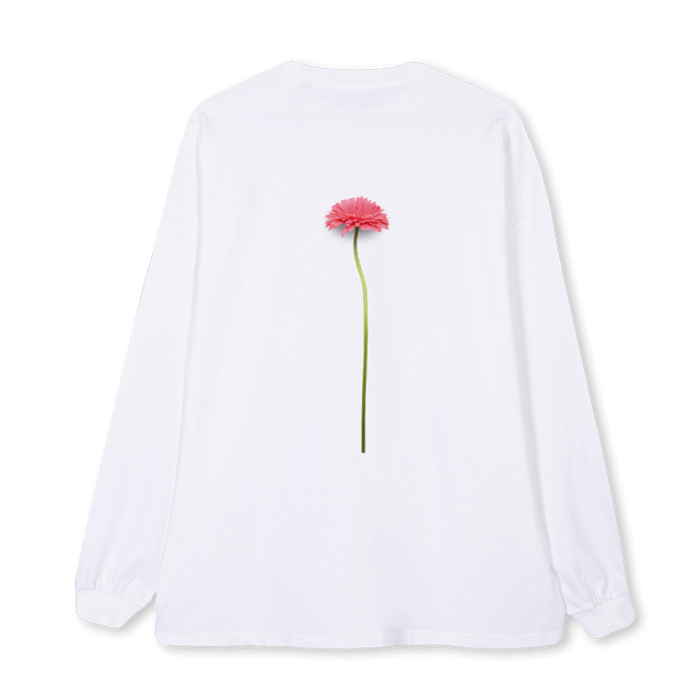 FLAMLIFEFLOR White Oversized LS Tee.