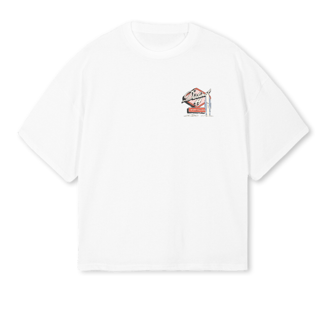 FUN MEMORIES White Oversized Boxy Tee.