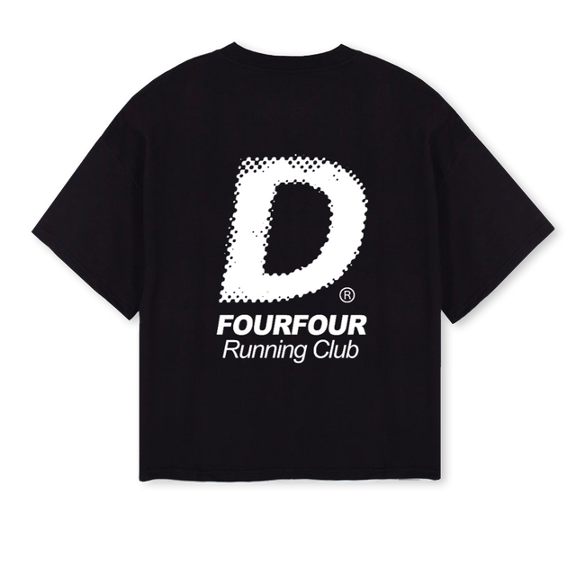 RUNCLUB Black Oversized Boxy Tee.