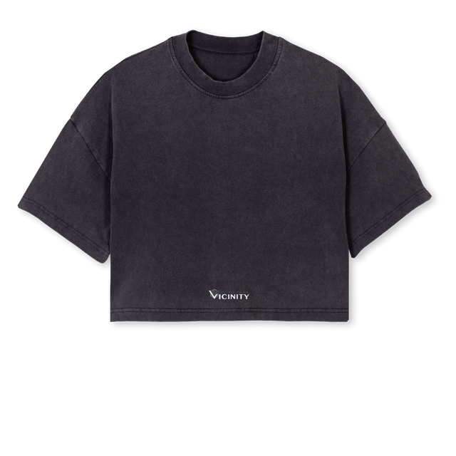 ASKADAMCROSSCROP Vintage Black Cropped Oversized Tee.