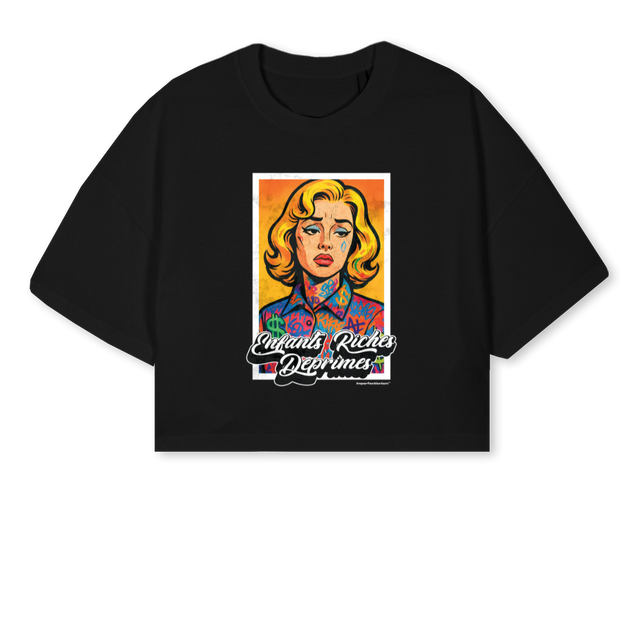 ENFANTS Black Cropped Oversized Tee.