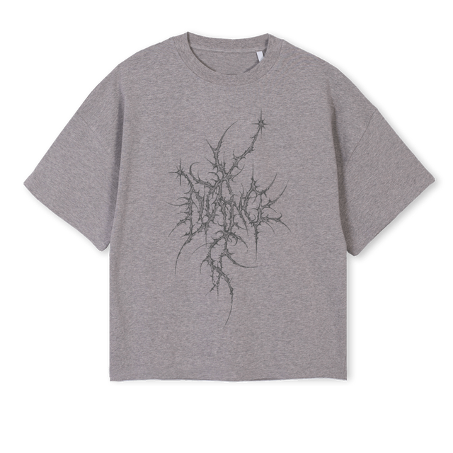 NUANCECYBER Grey Marl Oversized Boxy Tee.