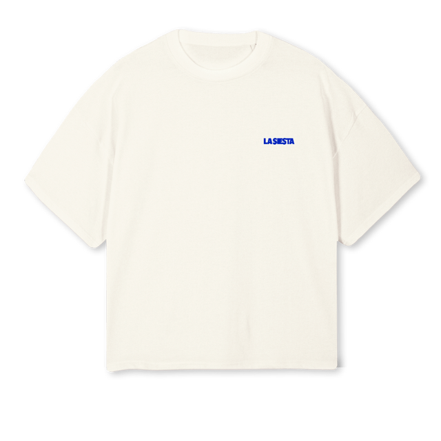 UNIFROMWHITE Cream Oversized Boxy Tee.