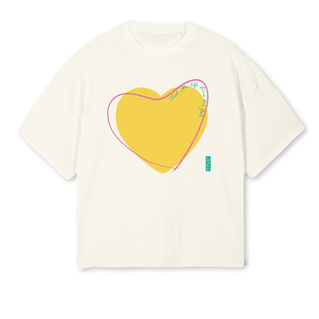 BIGHEARTY Cream Oversized Boxy Tee.
