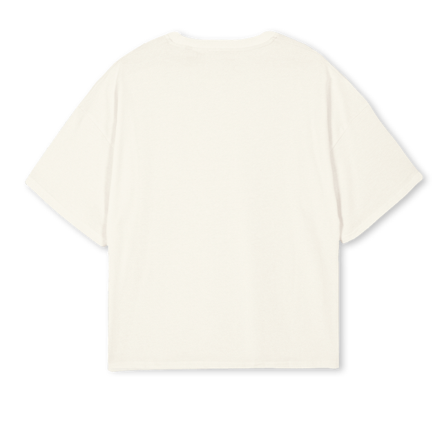 BIGHEARTY Cream Oversized Boxy Tee.