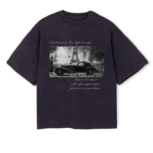 PARISMNFST Vintage Black Oversized Boxy Tee.