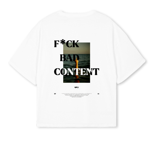 SPICY WEISS White Oversized Boxy Tee.