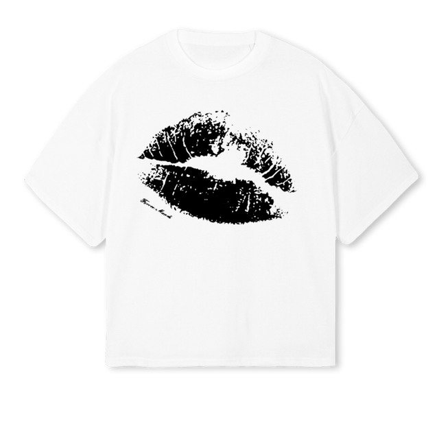 LIPS White Oversized Boxy Tee.