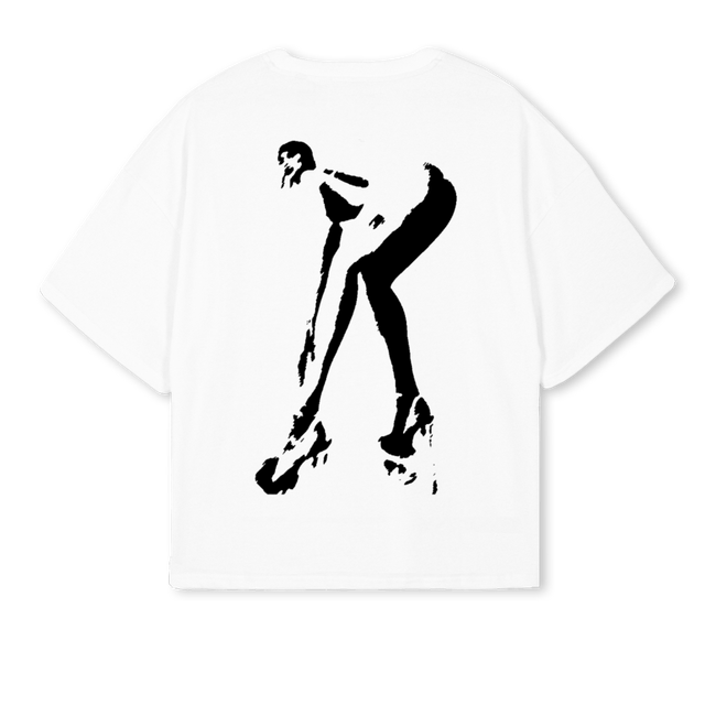 HEELS White Oversized Boxy Tee.