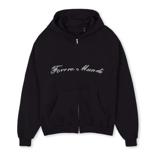 HVONE Black Oversized Zipped Hoodie.