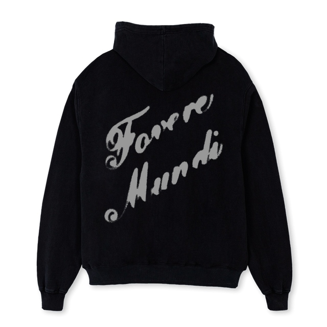 HVONE Black Oversized Zipped Hoodie.