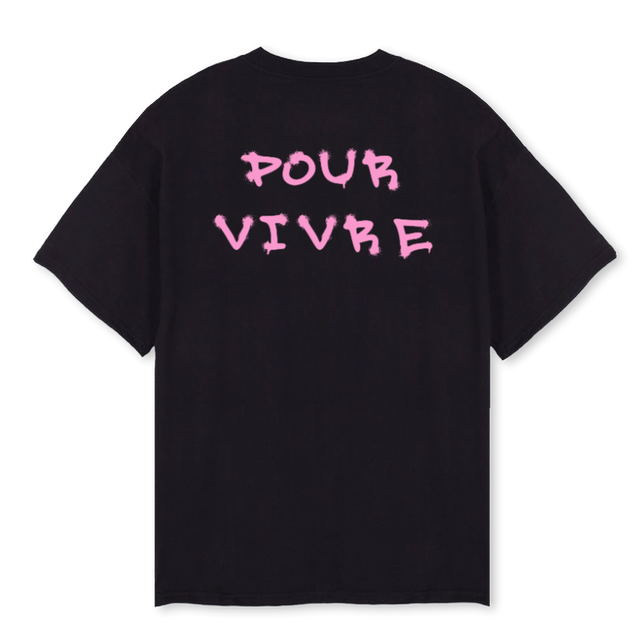 POURVIVREPAINTBS Black Oversized Tee.