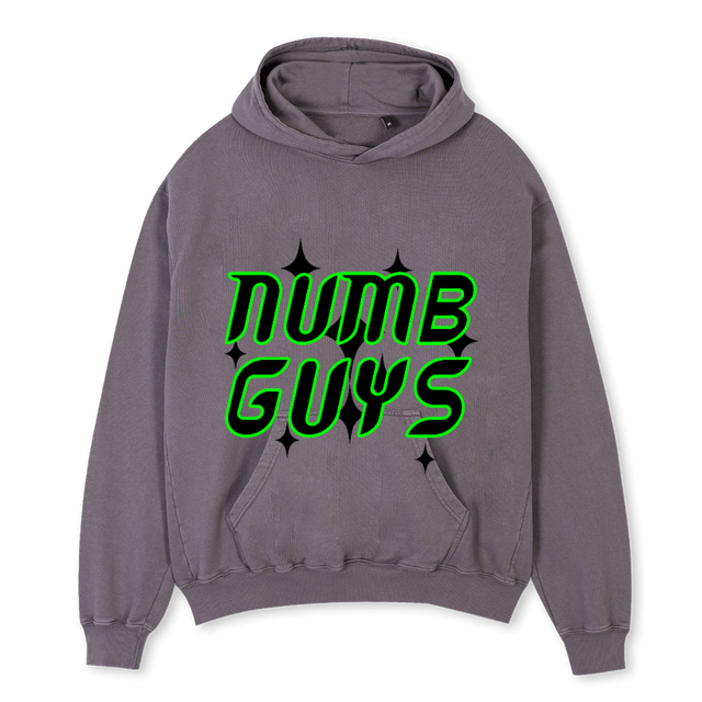 NUMBTOOKAY Pigment Grey Oversized Hoodie.
