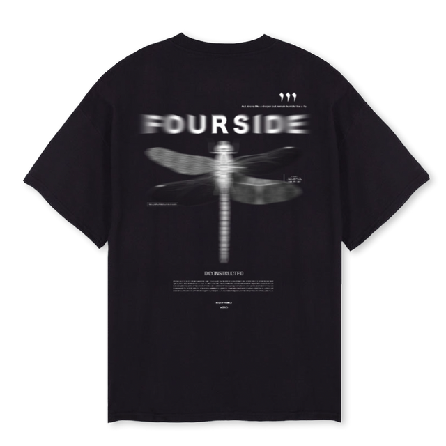 FOURSIDE Black Oversized Tee.
