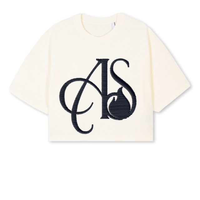 GIR Cream Cropped Oversized Tee.