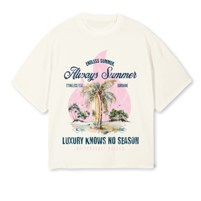 LUX Cream Oversized Boxy Tee.