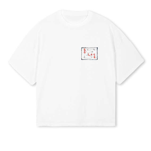 APLACEOFSOLACE White Oversized Boxy Tee.