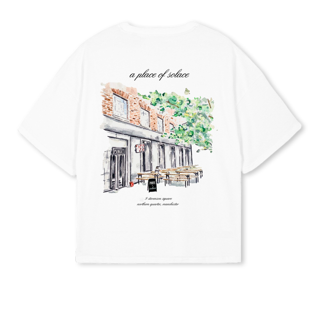 APLACEOFSOLACE White Oversized Boxy Tee.