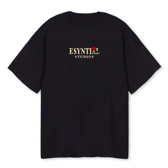 SMPLROSEONE Black Oversized Tee.