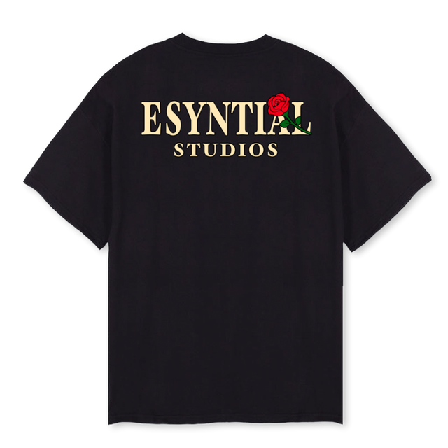 SMPLROSEONE Black Oversized Tee.