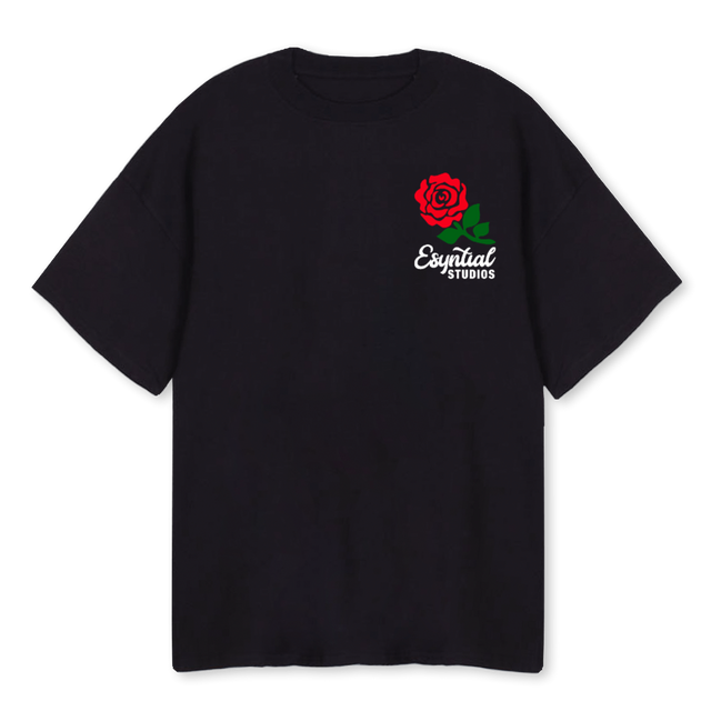 SMPLROSETWO Black Oversized Tee.