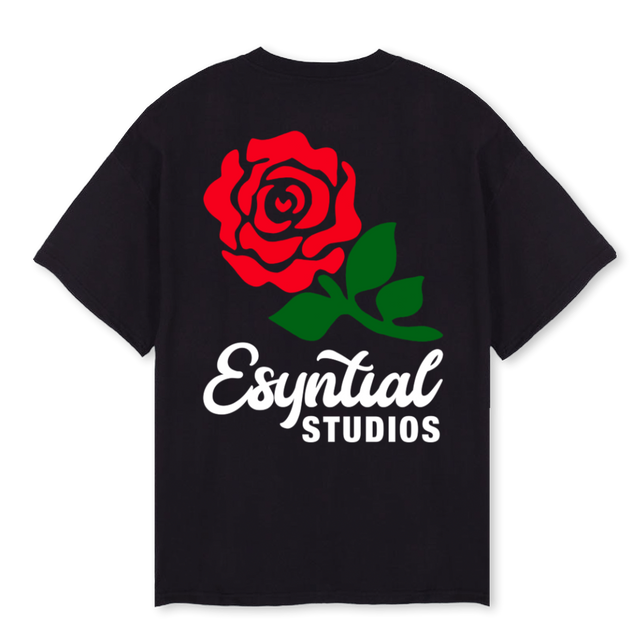 SMPLROSETWO Black Oversized Tee.