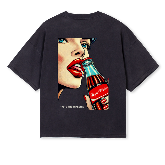 TASTETHEDIABETES Vintage Black Oversized Boxy Tee.