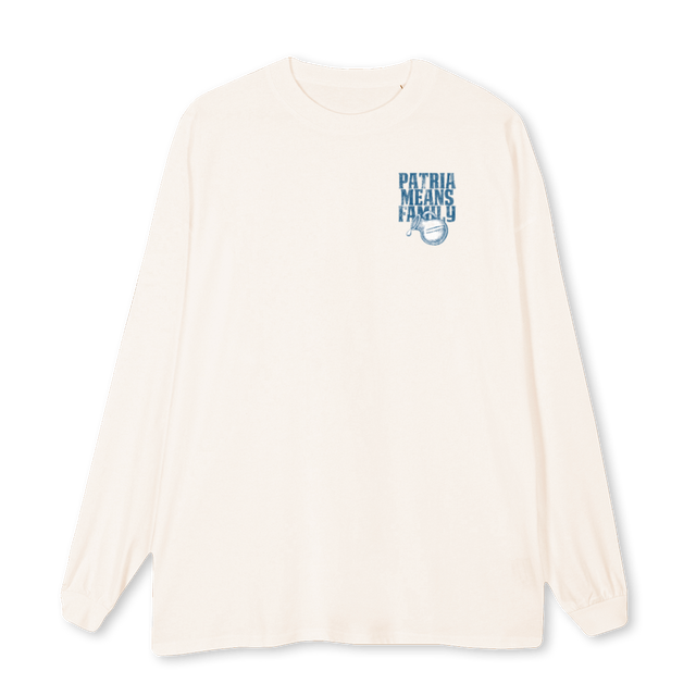 LSPATRIAMEANSFAMILY Vintage White Oversized LS Tee.