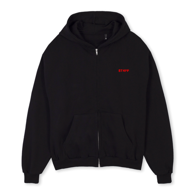 PINKNHFCGU Black Oversized Zipped Hoodie.
