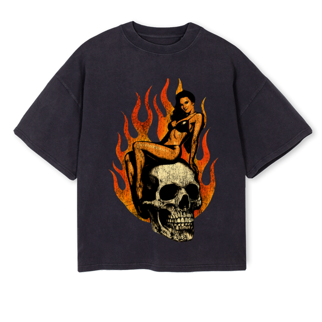 SKULLMODEL Vintage Black Oversized Boxy Tee.