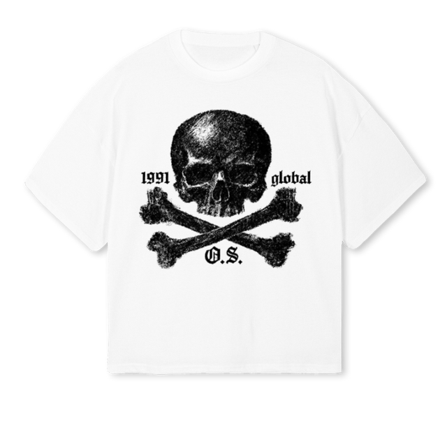 SKULLNBONEZ White Oversized Boxy Tee.