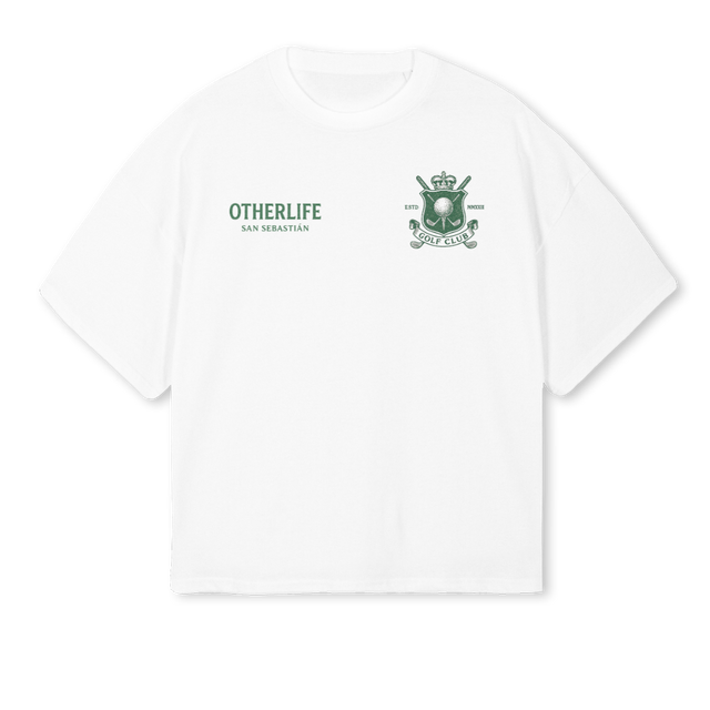 GOLFCAMIBLANCA White Oversized Boxy Tee.