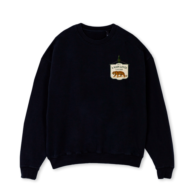 LACASATIGERCREW Black Oversized Crewneck Sweater.