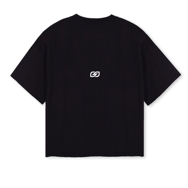 FRONTMOTIONTEE Black Oversized Boxy Tee.