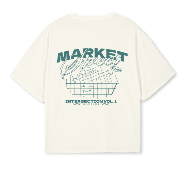 INTERSECTION COLL Cream Oversized Boxy Tee.