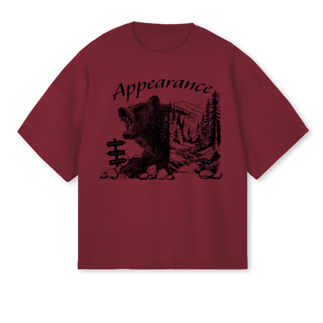 DETOUR Burgundy Oversized Boxy Tee.