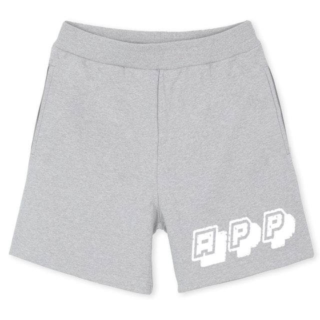 APP SHVRT Light Grey Marl Relaxed Sweatshorts.