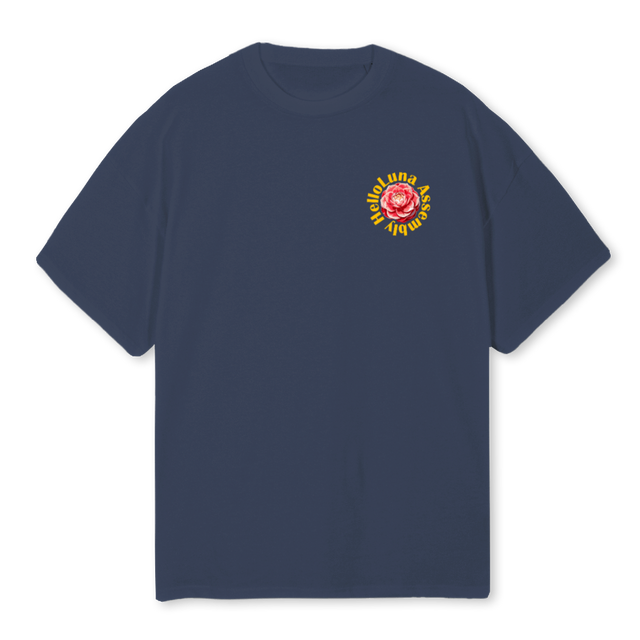 FLOWERCIRCLE Navy Blue Oversized Tee.