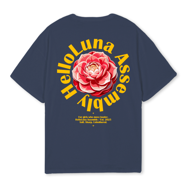 FLOWERCIRCLE Navy Blue Oversized Tee.