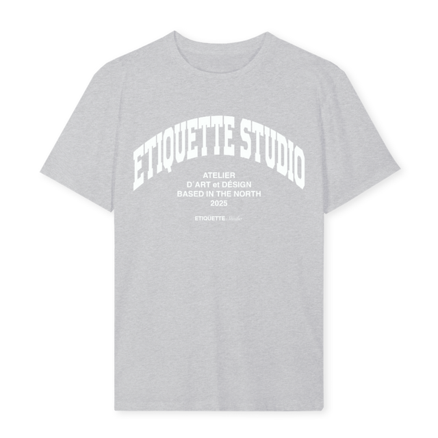 ETIQUETTE LIGHT Light Grey Marl Regular Tee.