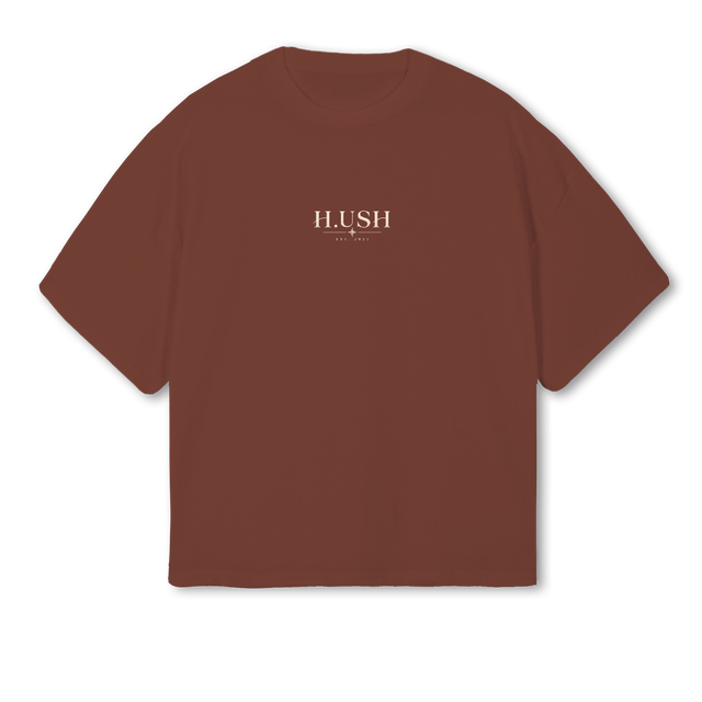 HUSH HIGHER Vintage Brown Oversized Boxy Tee.