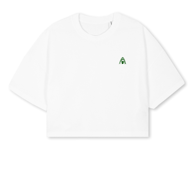 CATSHARKCROP White Cropped Oversized Tee.