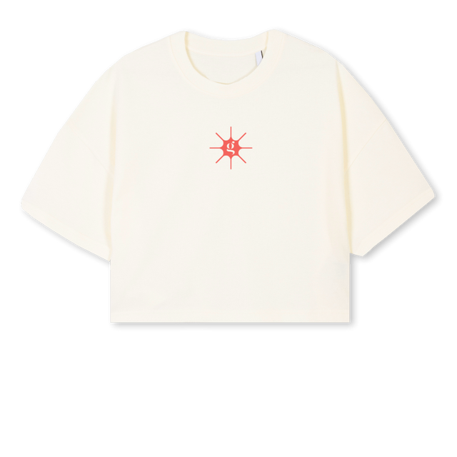 CCROP Cream Cropped Oversized Tee.