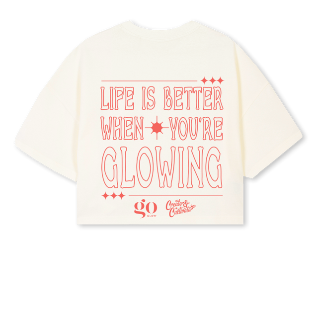 CCROP Cream Cropped Oversized Tee.