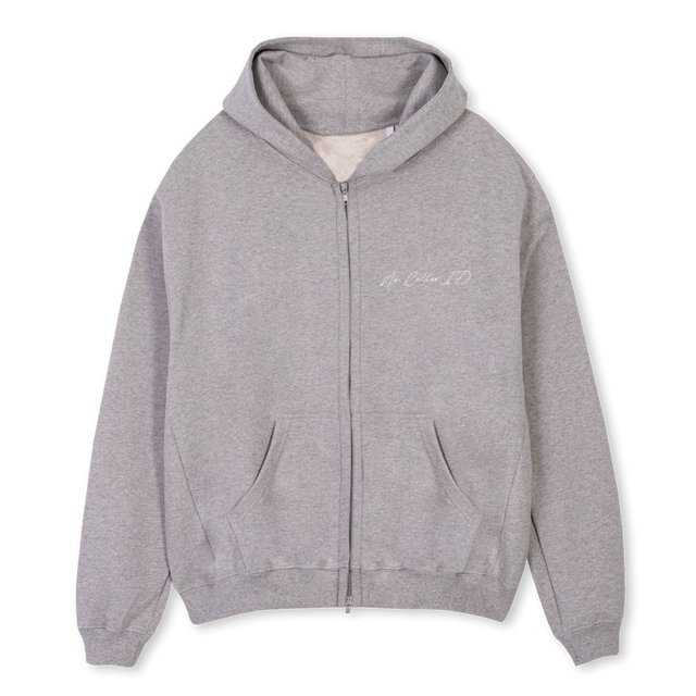 SCRIPTGREYHOODIE Grey Marl Oversized Zipped Hoodie.