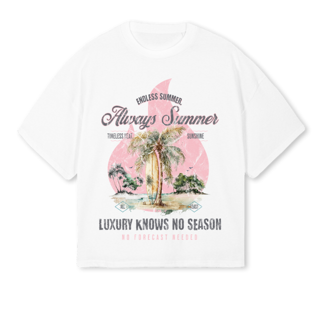 ENDLESS BEACHPINK White Oversized Boxy Tee.