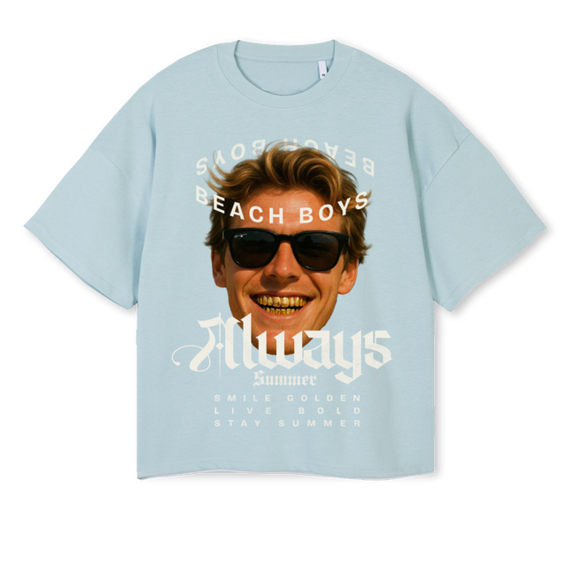 BEACH BOYBLUE Cold Blue Oversized Boxy Tee.